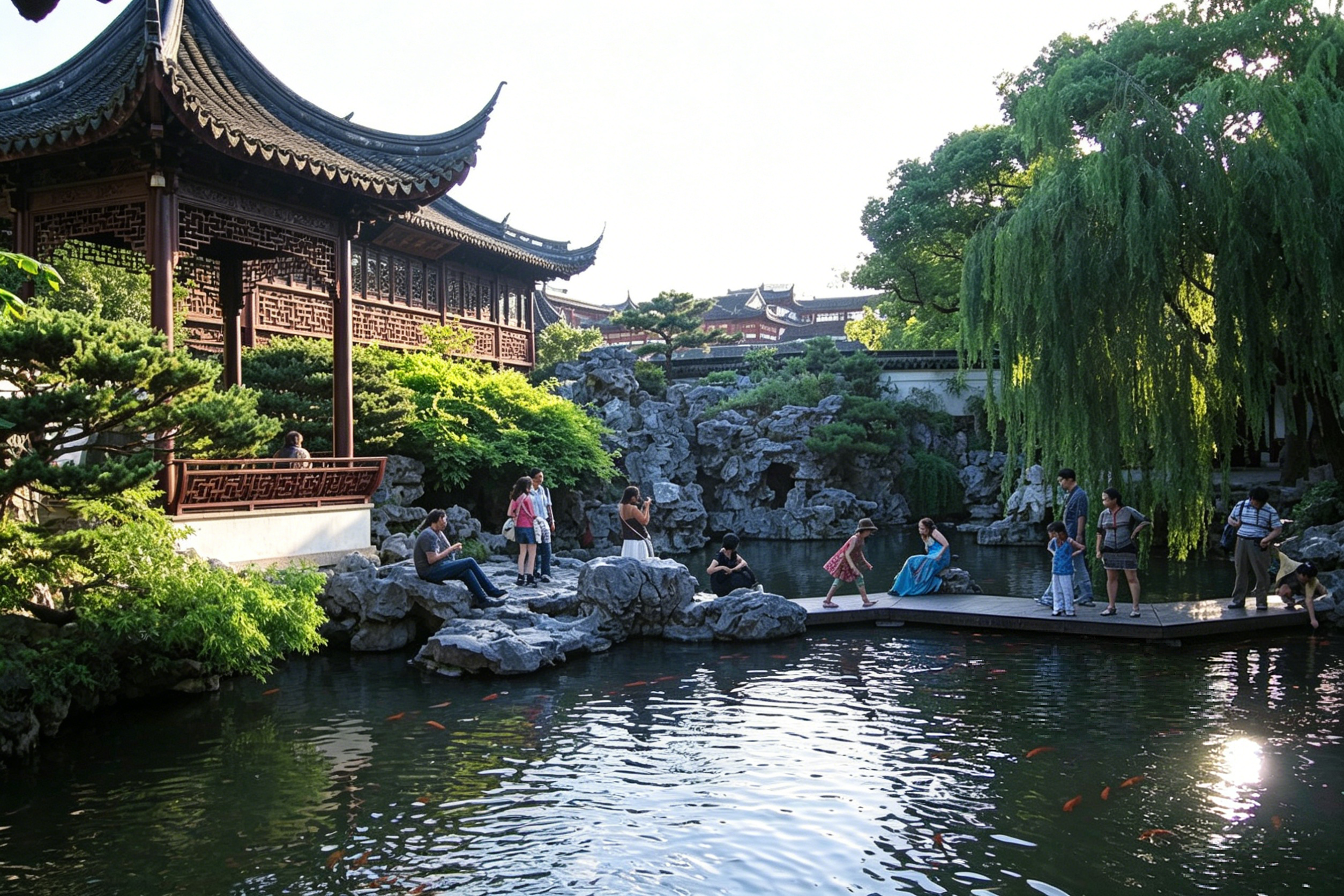 The exquisite rockeries, koi pond, and carved pavilions of Yuyuan Garden — a Ming Dynasty oasis in the middle of Shanghai