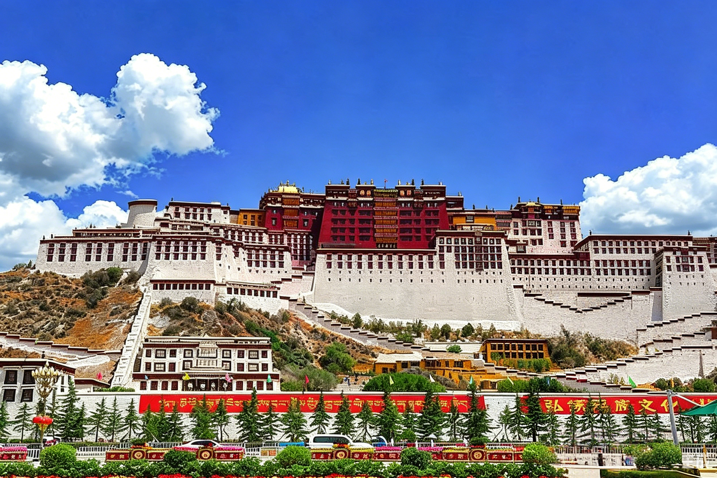 Aerial view of the Potala Palace in Lhasa, Tibet — the spiritual heart of Tibetan Buddhism